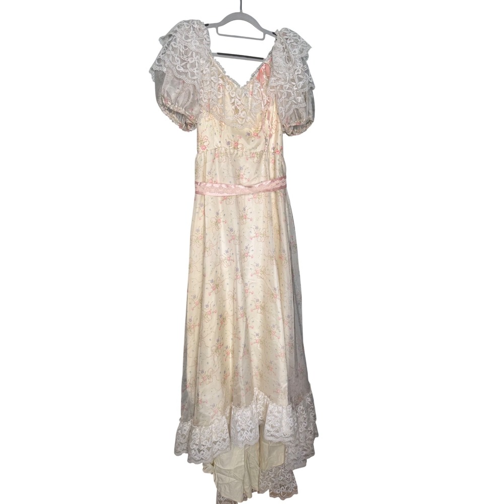 Dance -Allure vintage prairie maxi floral print lace dress whimsical romantic